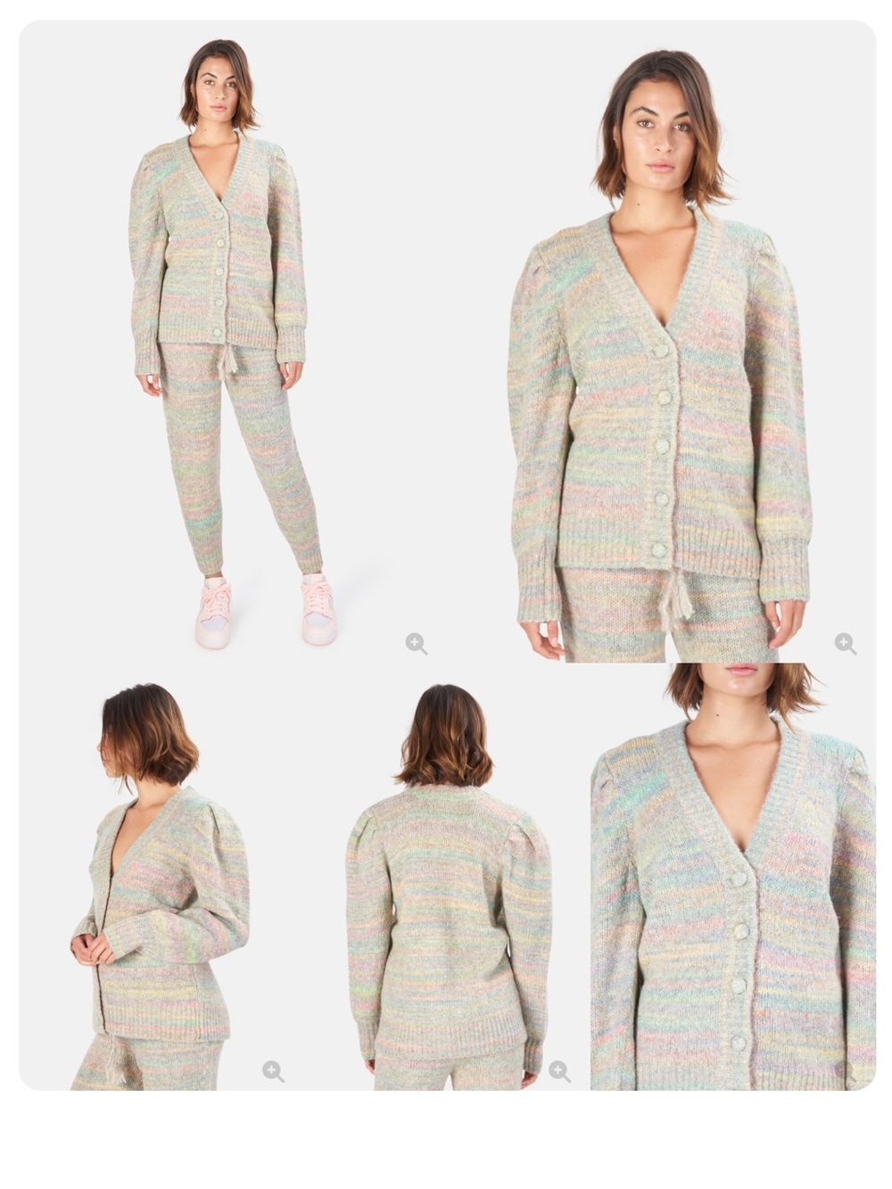 LoveShackFancy Wilford Boyfriend Pastel Stripe V‑Neck Cardigan